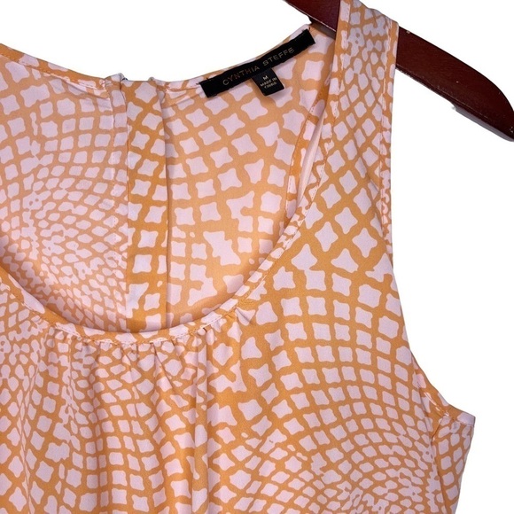 CYNTHIA STEFFE Zipper Back Sleeveless Top Size Medium in Orange and White Spiral - Picture 8 of 15